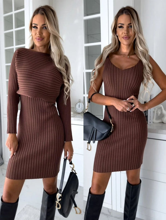 💃Knit Pullover Sweater and Cami Dress Set