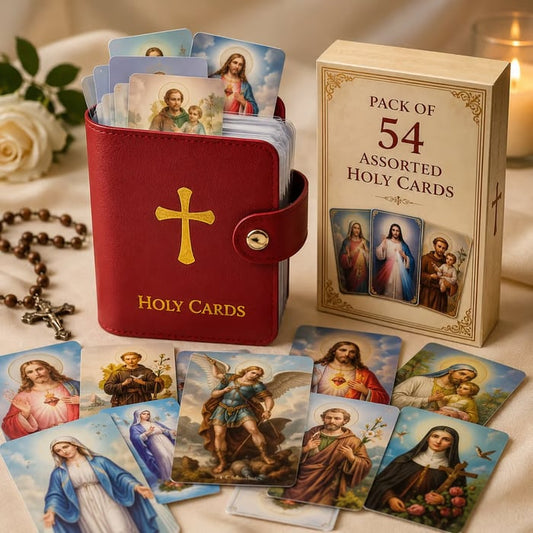 ✨Limited Time 50% OFF--50K+ SOLD🏆✝🙏Catholic Faux Leather Holy Card Holder – Pocket Prayer Card Organizer with Snap Closure