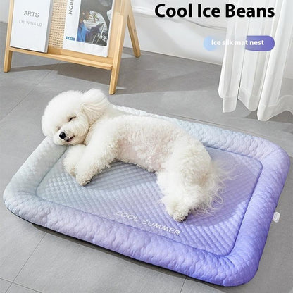💖LAST DAY SALE ONLY￡9.99!!❄Pet Cooling Mat for Dogs & Cats 🐾 Naturally Cool Ice-Silk Pad • Breathable, Washable & Soft 🌿  For Floors, Sofas & Car Travel • Multiple Sizes • Gradient Colours ☀️🐶🐱