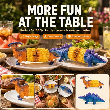 🏆 Last Day Special Price £12.89 ! 🦖Dinosaur Corn Holders for Corn On The Cob - Funny Corn Cob Holder for Kids and Adults with Stainless Steel Prongs