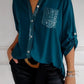 🔥2024 HOT SALE🔥Polyester V-neck Sequin Mid-sleeve Casual Top