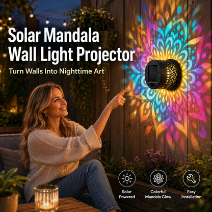 🔥This Week's Special Price ￡6.99 !!!🌞💡Solar Mandala Wall Light Outdoor Garden Fence Projector Lamp Patio Ambient Decor✨