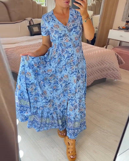 (💃Hot Sale - 48% OFF🔥 Free Shipping) Floral print v-neck dress