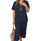 🎁Hot Sale🎁65% OFF💥Women's Solid Short Sleeve Top & Loose Wide Leg Pants 2-Piece Set