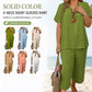 🎁Hot Sale🎁65% OFF💥Women's Solid Short Sleeve Top & Loose Wide Leg Pants 2-Piece Set