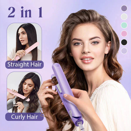 💥New Year Sale🔥2-in-1 Mini Curling Wand & Flat Iron Hair Straightener