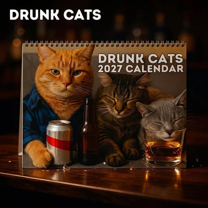⏳LAST DAY SALE ONLY ￡9.99! 😹🍻 Drunk Cats 2027 Calendar – 12 Months of Feline Chaos & Bad Decisions