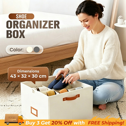 ⏰🔥LIMITED TIME 60% OFF! 👟 Fabric Shoe Organizer Storage Box – Foldable, Large Capacity, Dustproof & Breathable for Closet & Bedroom 🧺✨