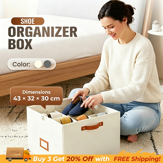 ⏰🔥LIMITED TIME 60% OFF! 👟 Fabric Shoe Organizer Storage Box – Foldable, Large Capacity, Dustproof & Breathable for Closet & Bedroom 🧺✨