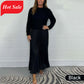 🍂Autumn Promotion 49% OFF🔥Women's solid color Long Sleeve Jumper & Pleated Bottom Dress