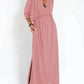 Elegant Solid Color High Waist V-Neck Maxi Dress