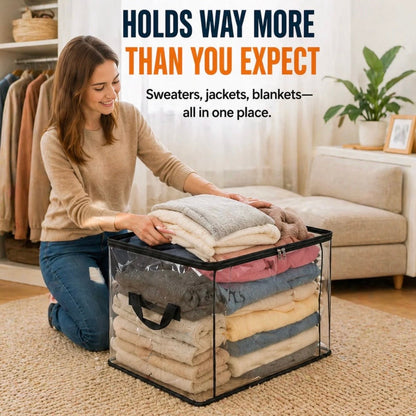 ⏰LAST DAY BUY 1 GET 1 FREE!!💕HomeVault™🇬🇧 Transparent Storage Bag – Large, Dust & Moisture-Proof with Handle✨Ultimate All-in-One Organizer for Clothes, Toys, Books, Stuffed Animals & Absolutely Everything! 🧸📚👕🧦