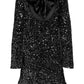 🖤Black Friday Sale:49% OFF🎀Long Sleeve Loose Sequined Tie-back Dress