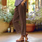 Cotton and linen loose elastic waist pocketed casual pants