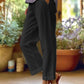 Cotton and linen loose elastic waist pocketed casual pants