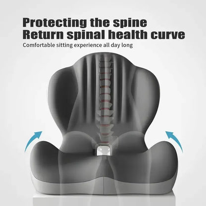💺Ergonomic Memory Foam Seat Cushion with Lumbar & Back Support, Relieves Back Pain, Reduces Pressure