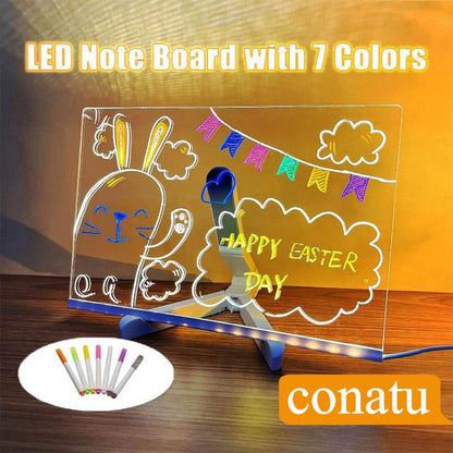 🎁Christmas Gift Idea✨Creative Rewritable Acrylic LED Message Board - （come with 7 Pens）