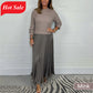 🍂Autumn Promotion 49% OFF🔥Women's solid color Long Sleeve Jumper & Pleated Bottom Dress
