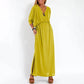 Elegant Solid Color High Waist V-Neck Maxi Dress