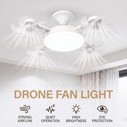🏆LAST DAY SALE 50% OFF!! 🌬️💡Foldable LED Ceiling Fan Light with Remote Control, E27 Socket Compatible, Adjustable Lighting & Functions🏡✨
