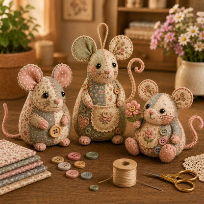 🎁Hot sale 🔥Buy 2 Get 10% Off -🐭🧵 Handcrafted Vintage Mouse Plush Sewing Kit