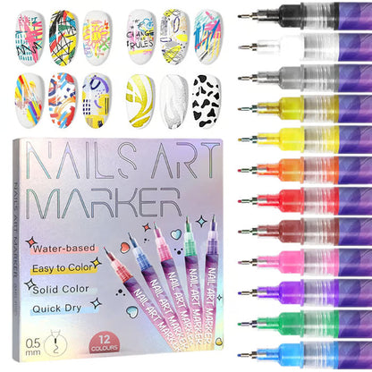 🎁The Best Gift For Kids - 50% OFF🐰12 Colors Nail Art Pens Set - 1🎨💅