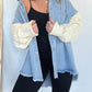 2024 New Cozy Sweater Sleeve Denim Shacket (Buy 2 Free Shipping)