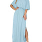 ⏰2026 Summer Hot Sale 50% OFF💃Women's Off The Shoulder Dress Wedding Guest Dress Summer Casual Long Ruffle Party Side Split Beach Maxi Dresses with Pockets