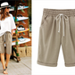 💕Plus Size Solid Color Elastic Waist Loose Cropped Shorts✨free shipping