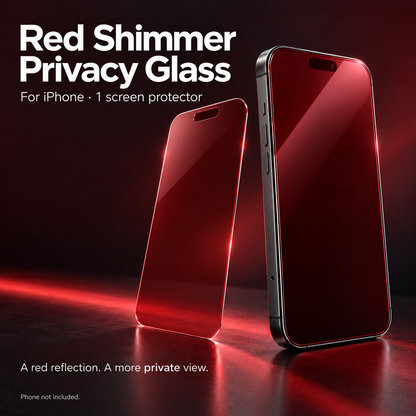 ⏳Last Day Hot Sales - Just ￡10.99🔥Red Shimmer Privacy Tempered Glass Screen Protector for iPhone