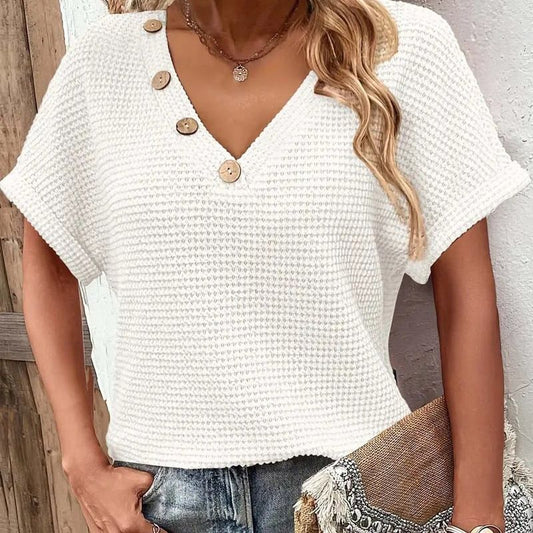 Women’s Stylish V-neck Short-sleeved Top