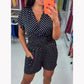 🏆Polka Dot V-Neck One-piece Shorts Jumpsuit