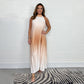 🔥Last Day Special Offer💃Gradient Pleated Halter Neck Dress