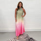 🔥Last Day Special Offer💃Gradient Pleated Halter Neck Dress