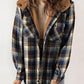 🔥50% OFF🔥Women's Fall Thickened Flannel Long Sleeve Plaid Jacket Coat With Hood