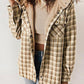 🔥50% OFF🔥Women's Fall Thickened Flannel Long Sleeve Plaid Jacket Coat With Hood