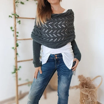 🔥Last day 49% off🧶Women's Wrap Knit Shawl with Sleeves