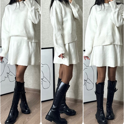 🔥Black Friday Promotion 49%OFF🔥2-Piece Sweater Set: Long-Sleeve Top & Mini Skirt