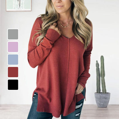 🏆Women's Casual Soft Seam-front V-neck Sweater