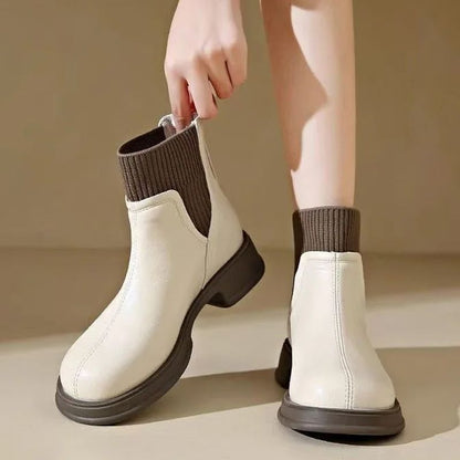 Women's Fashion Versatile Sock-style Low-heel Boots