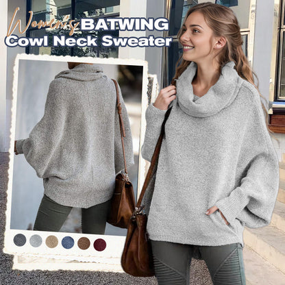 🥳New Years Sale-50% OFF❤️‍🔥Women's Batwing Cowl Neck Sweater with Pockets