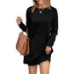 🔥50%OFF Christmas Sale🔥Women’s Solid Round-Neck Long-Sleeve Dresses with Pockets