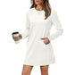 🔥50%OFF Christmas Sale🔥Women’s Solid Round-Neck Long-Sleeve Dresses with Pockets