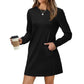 🔥50%OFF Christmas Sale🔥Women’s Solid Round-Neck Long-Sleeve Dresses with Pockets