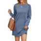 🔥50%OFF Christmas Sale🔥Women’s Solid Round-Neck Long-Sleeve Dresses with Pockets