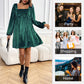 🎁Hot Sale 49% OFF🎄Women's Square Neck Velvet Babydoll Dresses with Tie-Back
