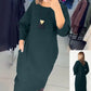 🔥Hot Sale-50% Off🎁Women's Solid Color Pocket Round Neck Long Sleeve Dress