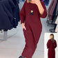 🔥Hot Sale-50% Off🎁Women's Solid Color Pocket Round Neck Long Sleeve Dress