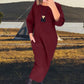 🔥Hot Sale-50% Off🎁Women's Solid Color Pocket Round Neck Long Sleeve Dress