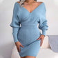 Sexy Knit Mini Dress with Batwing Long Sleeves